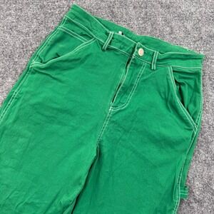 Refuge Size XSmall Green Contrast Stitch Wide Leg Carpenter Pants Women's